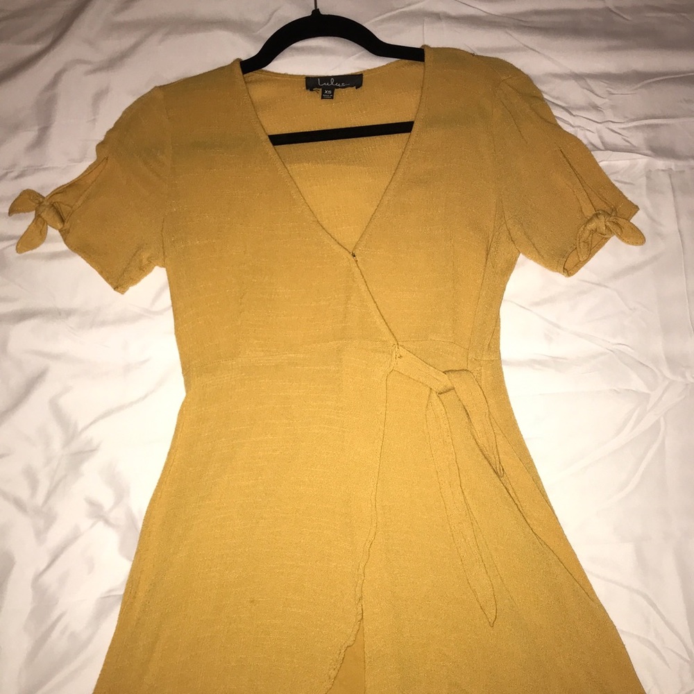 Lulus My Philosophy Golden Yellow Wrap Dress XS